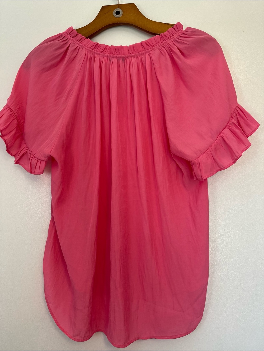 Rose & Olive Hot Pink Ruffle Sleeve Peasant Blouse - Picture 4 of 4